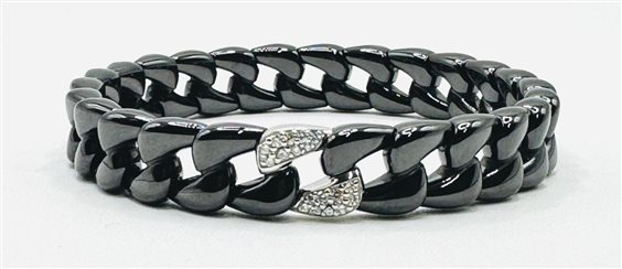 Bracciale Casciola Gioielli Donna CUBANA in Ceramica Diamante 0.16 Ct CU4NL1DB - CU4NL1DB